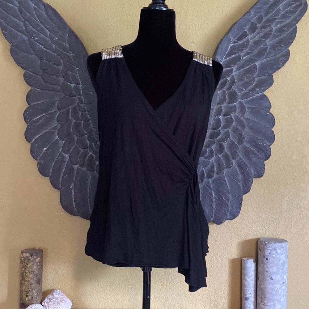 Reitmans Sewn Wrap Front V-neck Tank Top With Sequins